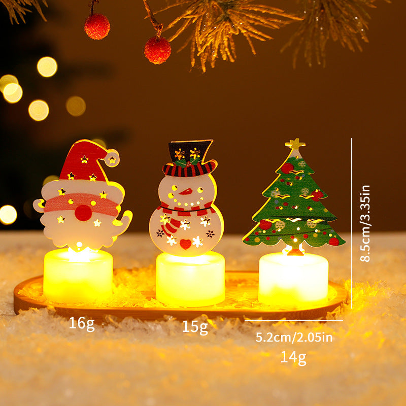 Vela LED Navideña Decorativa – Motivos y Packs · Papá Noel, muñeco y árbol · 3 unidades