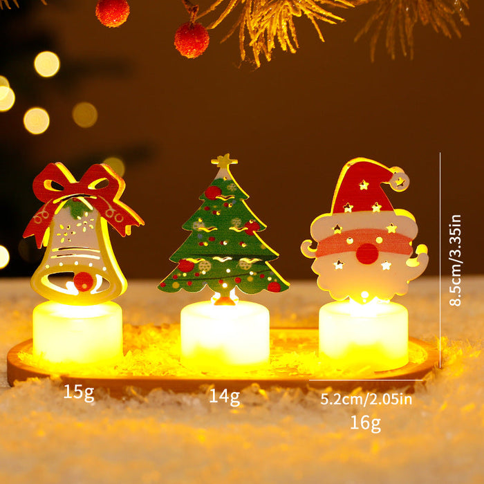 Vela LED Navideña Decorativa – Motivos y Packs · Campana, Papá Noel y árbol · 3 unidades