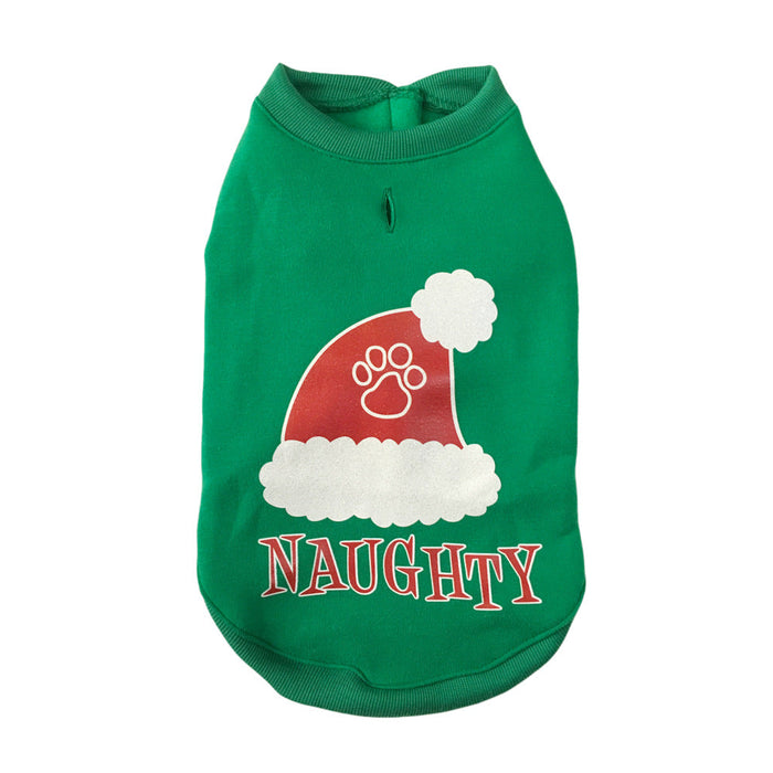 Ropa Navideña para Mascota – 5 Diseños, S–XL · Verde · Naughty