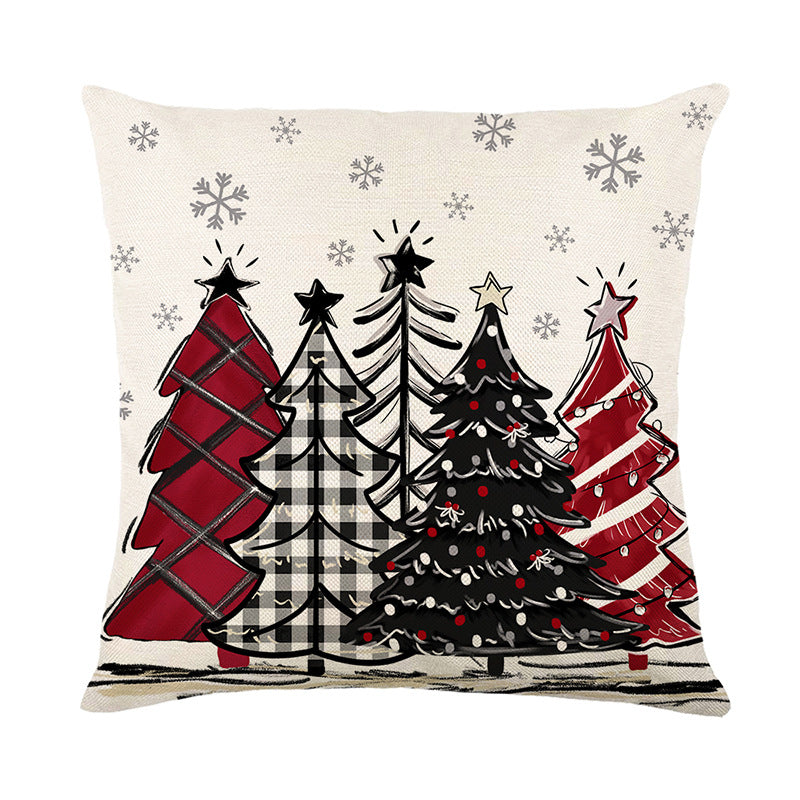 Funda de Cojín Navideña 45 × 45 cm – 4 Diseños + Juego de 4 · Árboles navideños