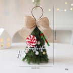 Mini Árbol Decorativo de Navidad 21 cm – 2 Diseños · Lazo beige · caramelo