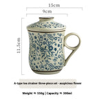 Taza de Té Cerámica con Infusor – 300 ml · A · ramas azules