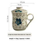 Taza de Té Cerámica con Infusor – 300 ml · A · flor azul