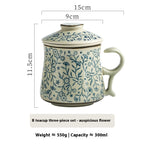 Taza de Té Cerámica con Infusor – 300 ml · B · ramas azules