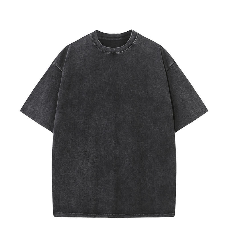Camiseta de Algodón con Efecto Lavado – Corte Amplio · Negro