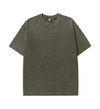 Camiseta de Algodón con Efecto Lavado – Corte Amplio · Verde militar