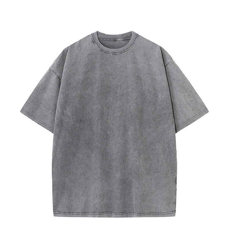 Camiseta de Algodón con Efecto Lavado – Corte Amplio · Gris