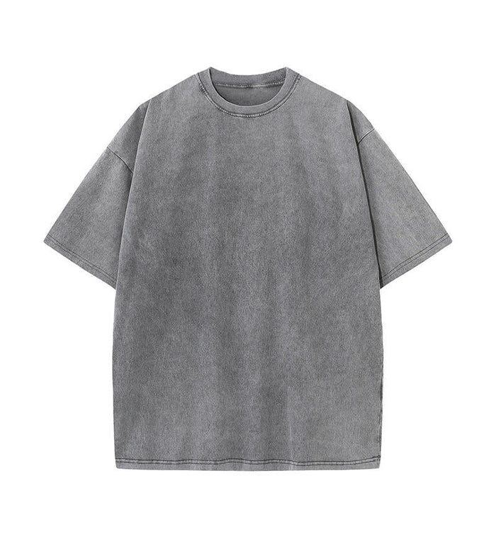 Camiseta de Algodón con Efecto Lavado – Corte Amplio · Gris