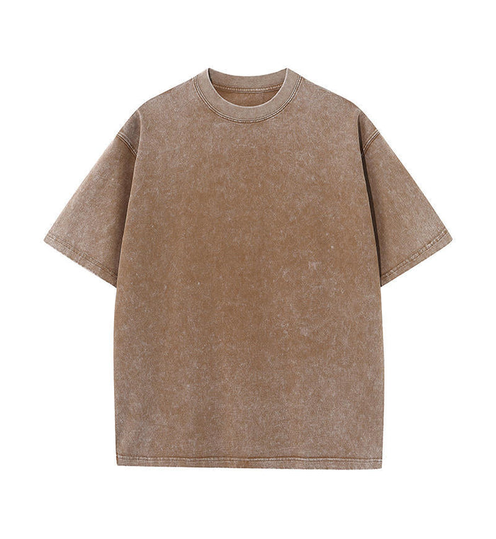 Camiseta de Algodón con Efecto Lavado – Corte Amplio · Caqui