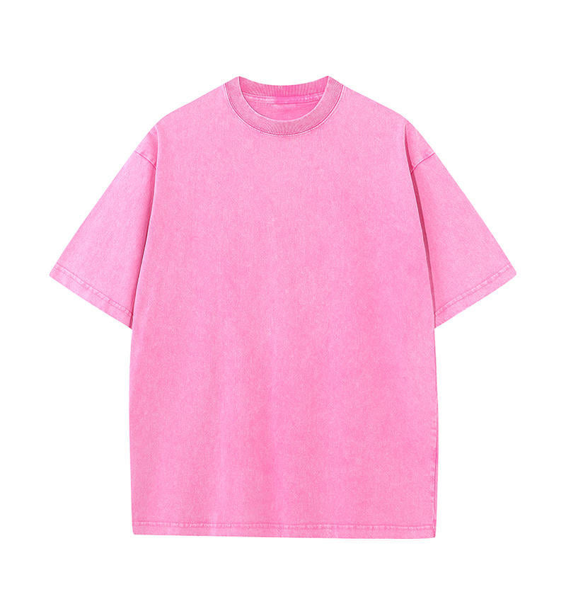 Camiseta de Algodón con Efecto Lavado – Corte Amplio · Rosa