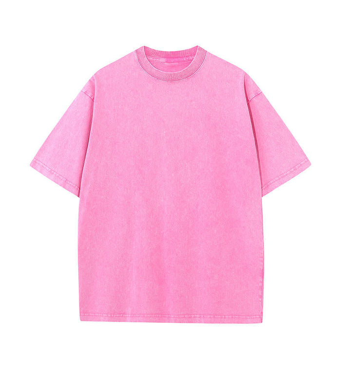 Camiseta de Algodón con Efecto Lavado – Corte Amplio · Rosa