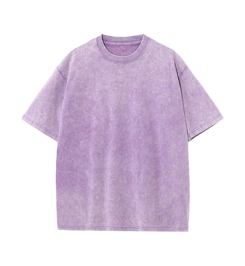 Camiseta de Algodón con Efecto Lavado – Corte Amplio · Morado