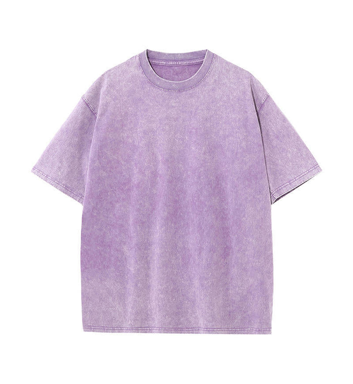 Camiseta de Algodón con Efecto Lavado – Corte Amplio · Morado