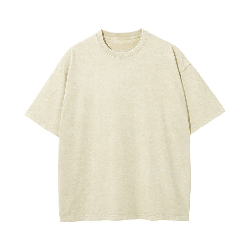 Camiseta de Algodón con Efecto Lavado – Corte Amplio · Albaricoque