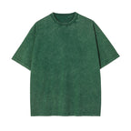 Camiseta de Algodón con Efecto Lavado – Corte Amplio · Verde oscuro