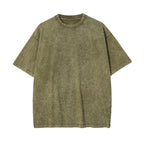 Camiseta de Algodón con Efecto Lavado – Corte Amplio · Verde grisáceo