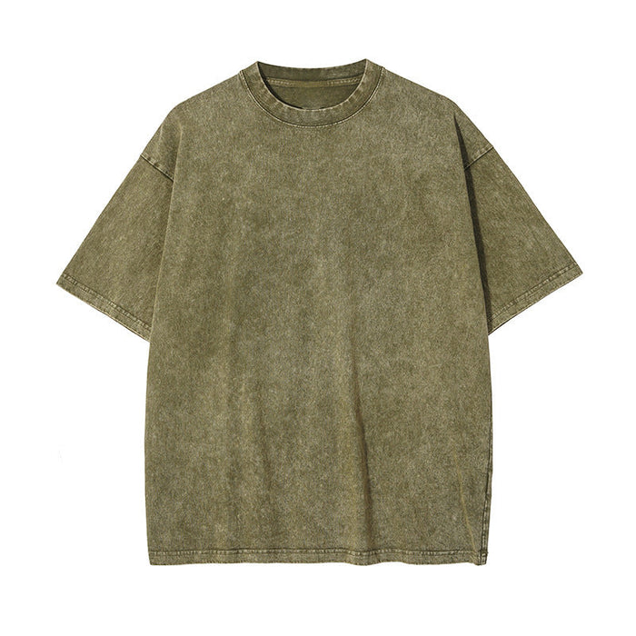 Camiseta de Algodón con Efecto Lavado – Corte Amplio · Verde grisáceo