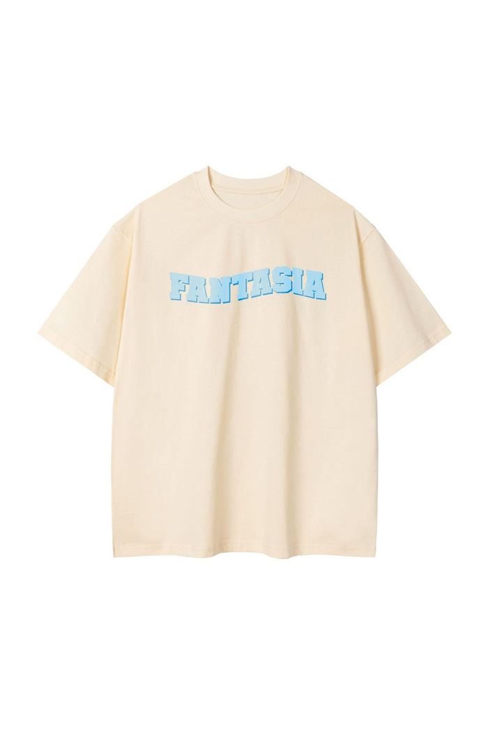 Camiseta Oversize con Estampado Gráfico · Albaricoque