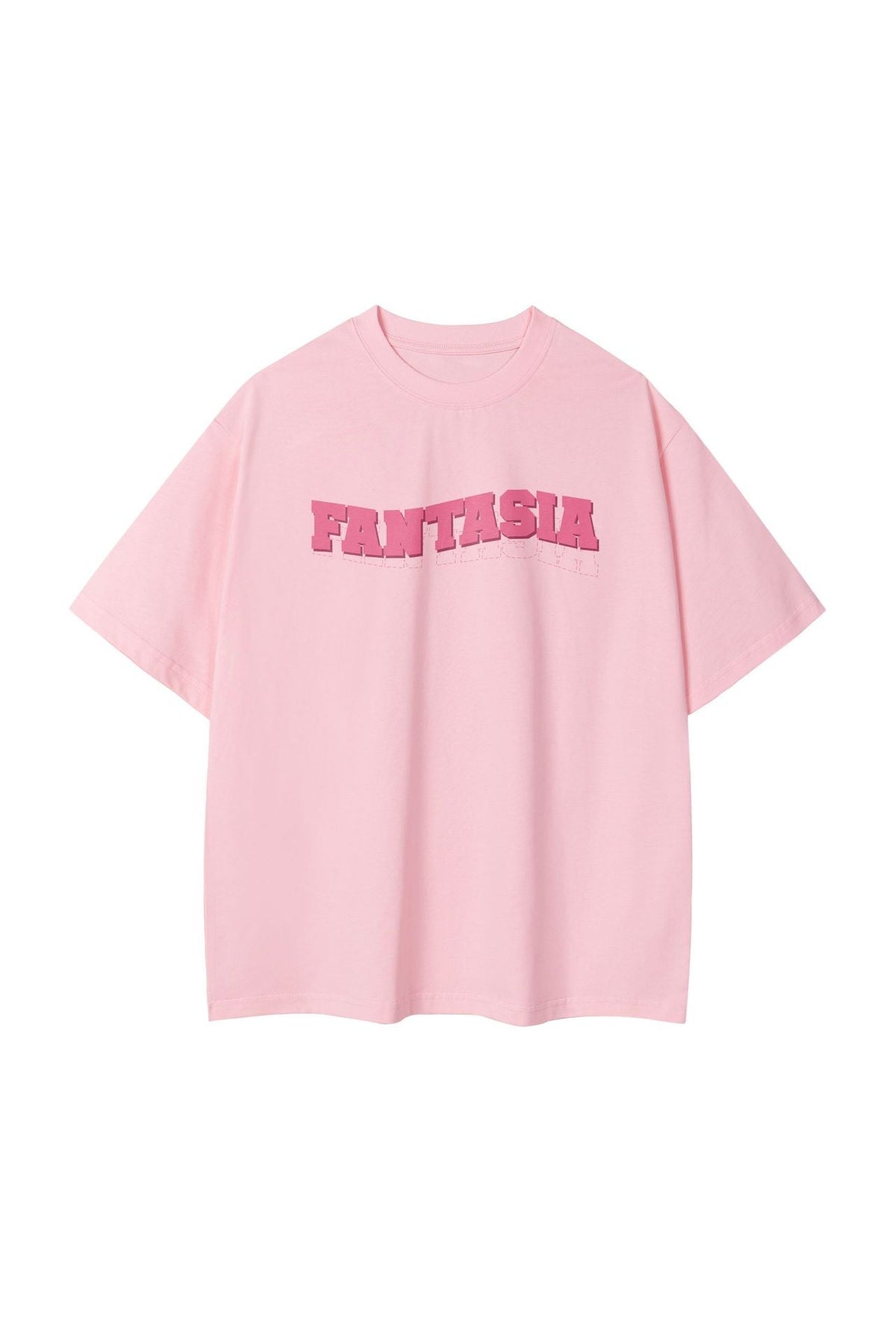 Camiseta Oversize con Estampado Gráfico · Rosa claro
