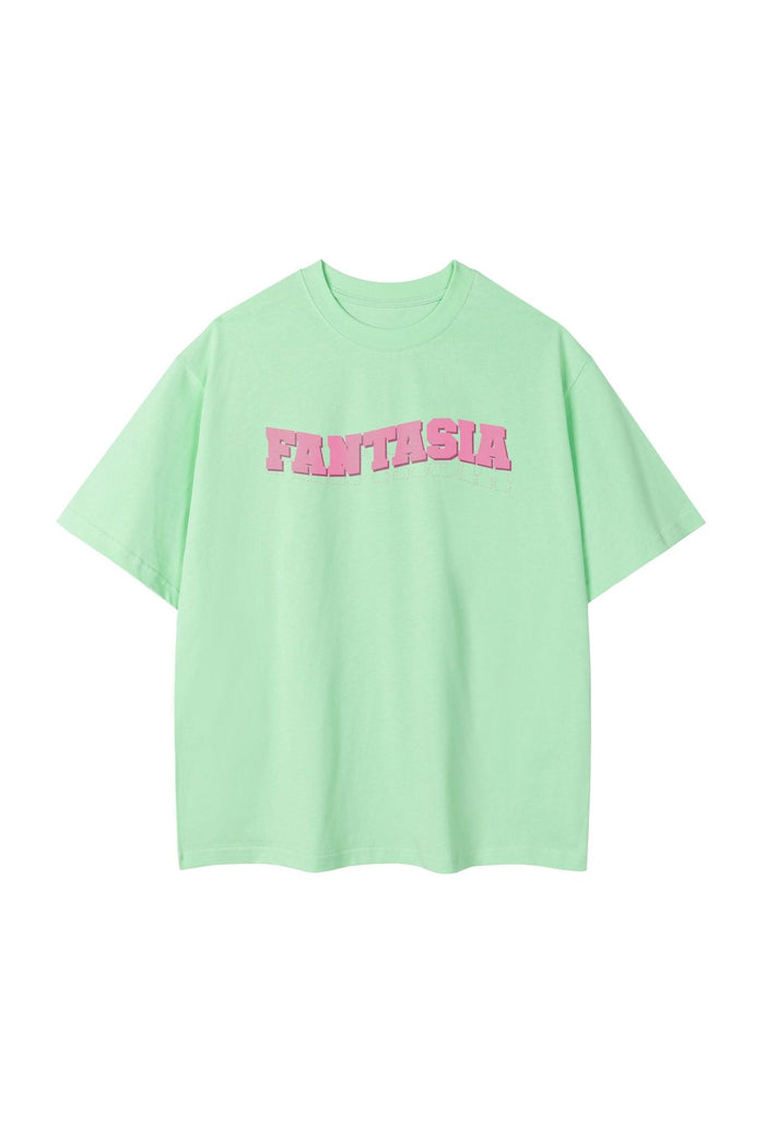 Camiseta Oversize con Estampado Gráfico · Verde claro