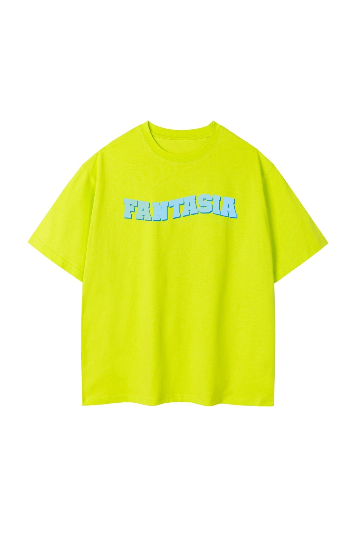 Camiseta Oversize con Estampado Gráfico · Verde fluorescente
