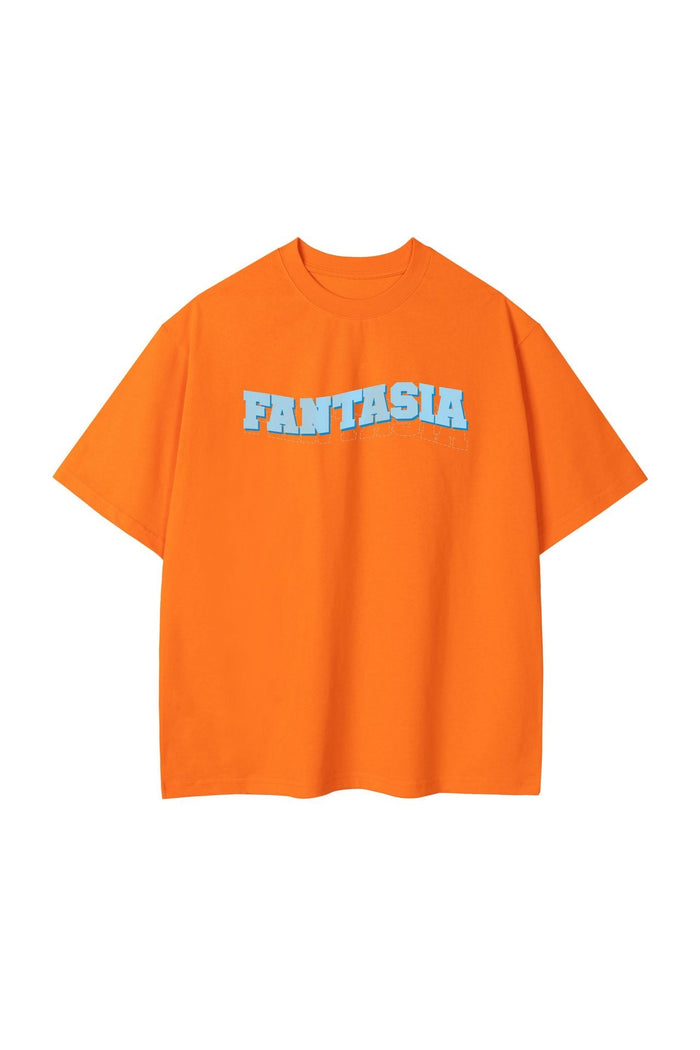 Camiseta Oversize con Estampado Gráfico · Naranja