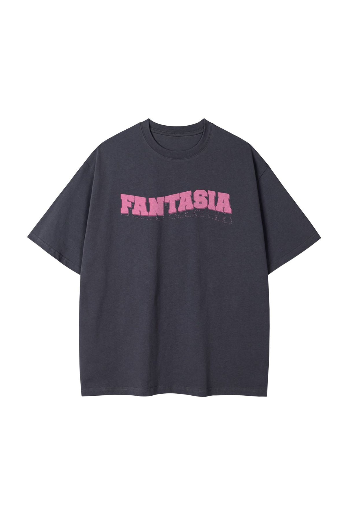 Camiseta Oversize con Estampado Gráfico · Gris oscuro