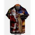 Camisa Navideña de Manga Corta con Estampado Efecto 3D – 10 Diseños · Papá Noel con lista