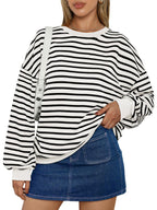 Sudadera Oversize de Rayas Multicolor · Blanco