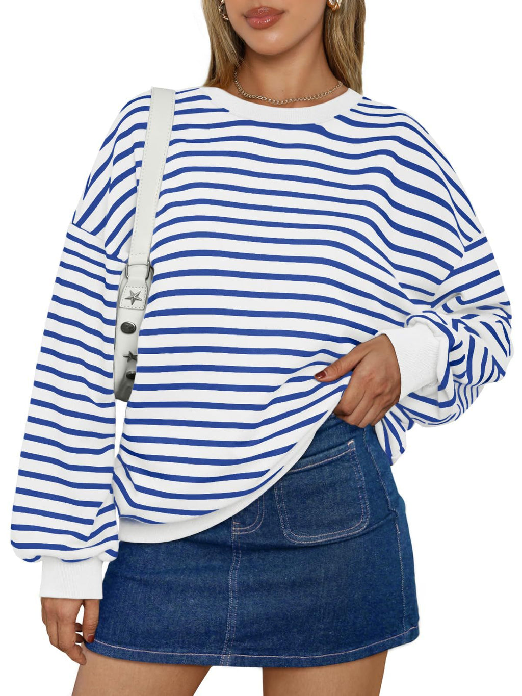 Sudadera Oversize de Rayas Multicolor · Azul