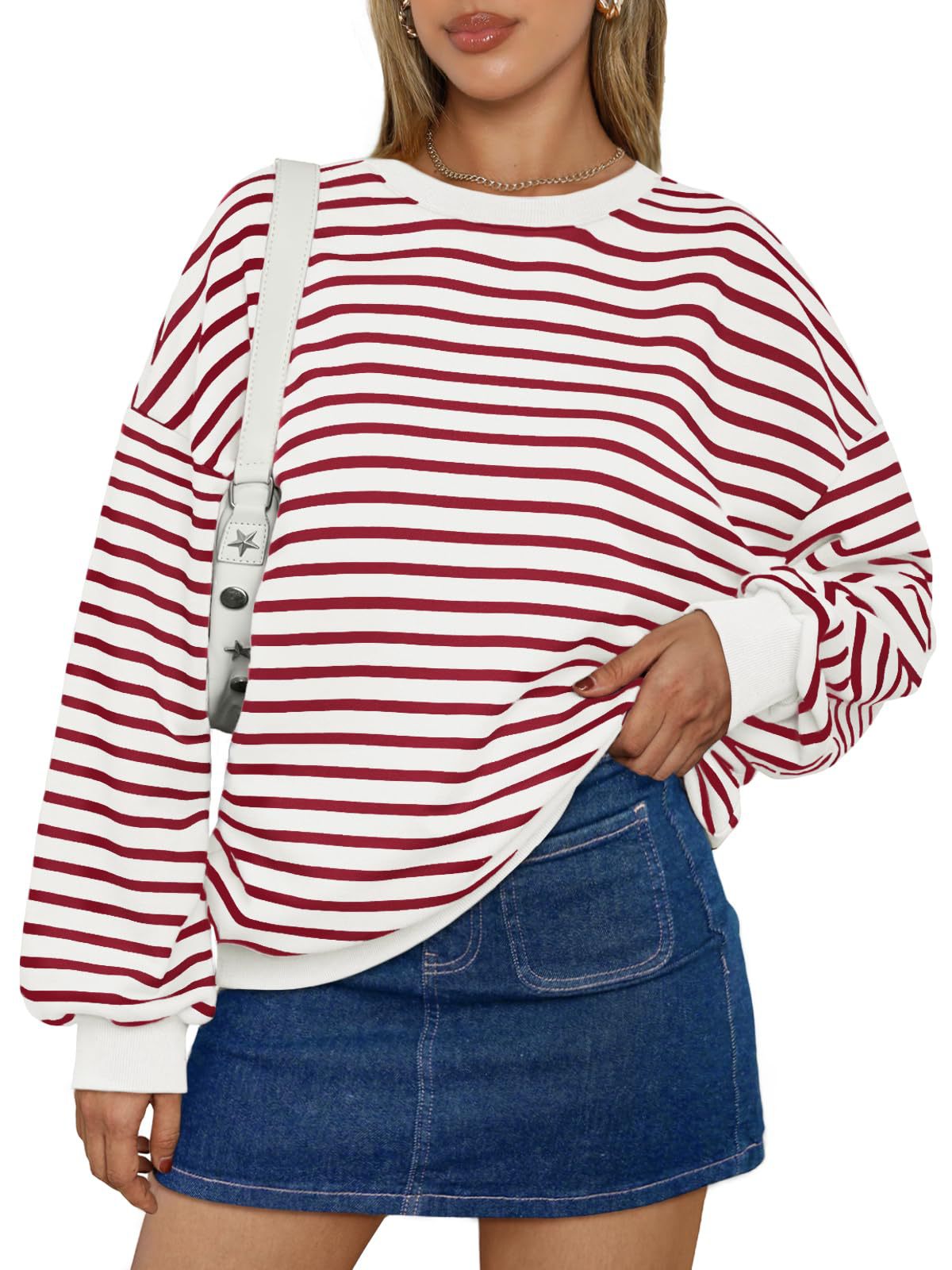 Sudadera Oversize de Rayas Multicolor · Rojo