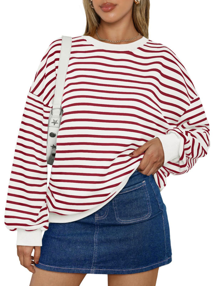Sudadera Oversize de Rayas Multicolor · Rojo