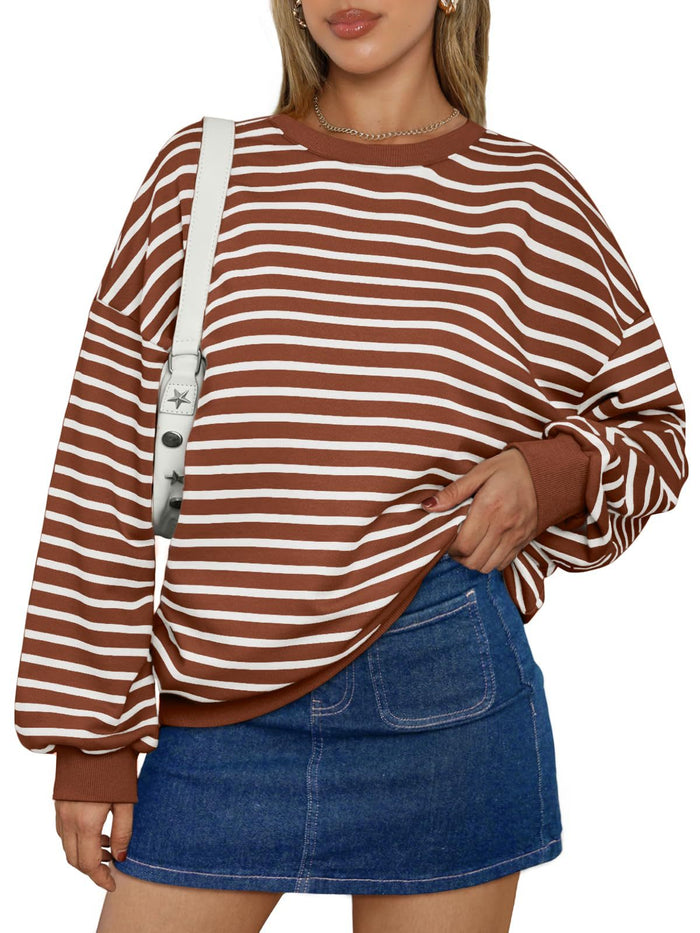 Sudadera Oversize de Rayas Multicolor · Rojo óxido