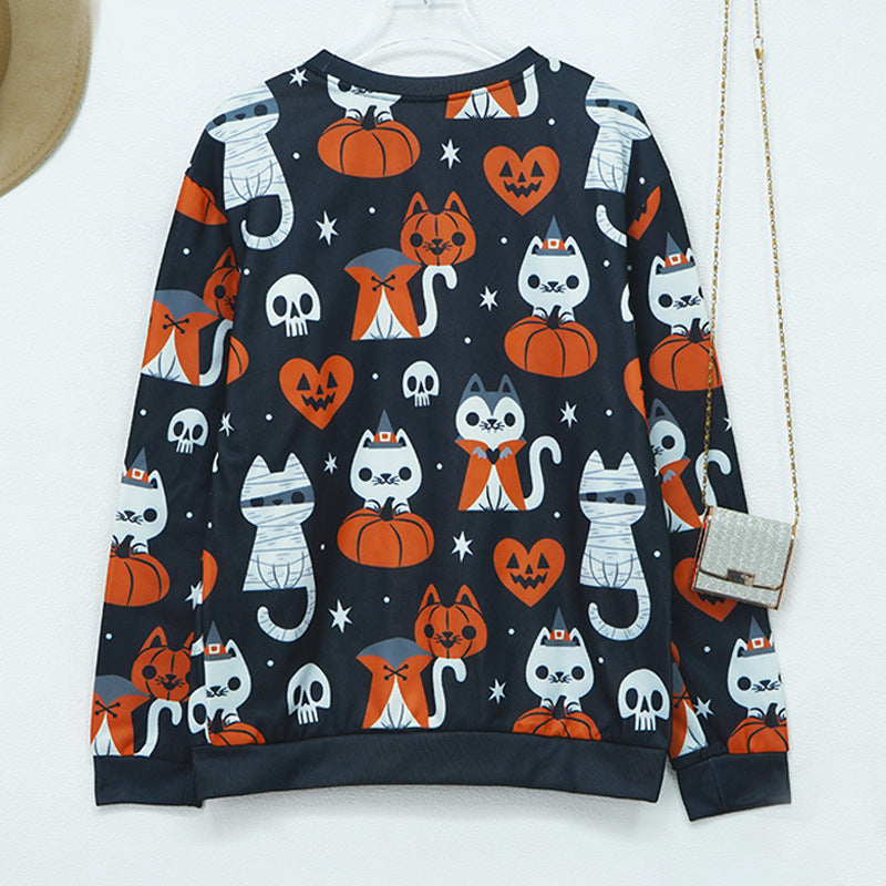 Sudadera de Halloween – Calabazas, Fantasmas y Esqueletos · Gatos y calabazas