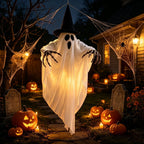 Fantasma Colgante Luminoso con Sombrero – 80 × 90 cm · 80 × 90 cm