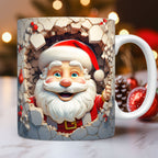 Taza de Papá Noel con Estampado Efecto 3D – 325 ml · Papá Noel · mosaico